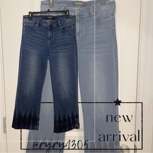 Women’s Liverpool Hannah Crop Flare Dark Wash Jeans w Cut Hem Sz 6